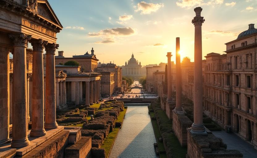 Veduta dei Fori Imperiali a Roma durante un evento culturale