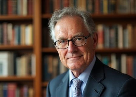 Uno scrittore italiano nel suo studio circondato da libri