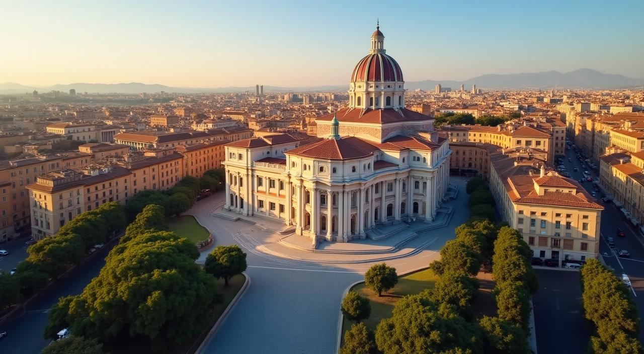 Veduta aerea dei palazzi istituzionali a Roma